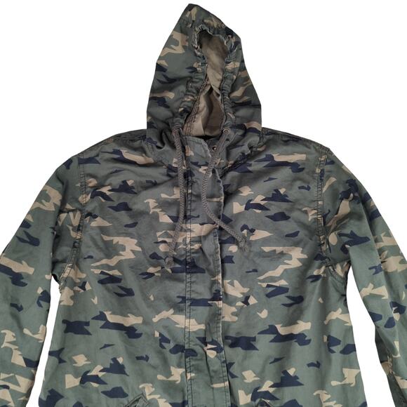 BP Camo Lightweight Cotton Jacket Women's Small Long Line Cinch Drawstring Waist - Picture 3 of 10